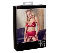 Abierta Fina - Sparkling Chain Lingerie Set (Red) - M
