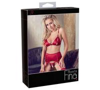 Abierta Fina - Sparkling Chain Lingerie Set (Red) - L