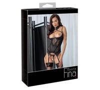 Abierta Fina Women Basque and String Suspender Shirt Black 80B/M