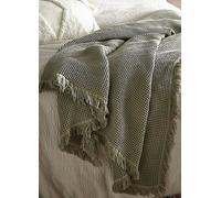 Abigail Ahern Enia Sage Cotton Waffle Throw Green