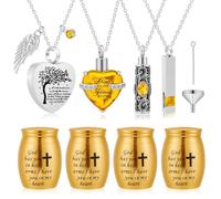 Abigio Cremation Urn Necklace for Ashes, Set of 8, Gold, Memorial Keepsake Pendants with Secure Closure