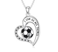 ABIGY Football Necklace for Women 925 Sterling Silver Sports Pendant ‘I Can Do All Things’ Necklace Christmas Birthday Anniversary Jewellery Gift for Yourself Friends Sisters Daughters