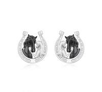ABIGY Horseshoe Earrings Horse Earrings 925 Sterling Silver Horse Horseshoe Stud Earrings Lucky Opal Earrings Animal Jewellery Gifts for Women Girls Horse Lover