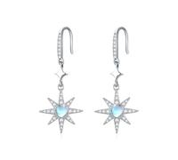 ABIGY Moonstone Earrings for Women 925 Sterling Silver Octagonal Star Earrings Heart Shaped Moonstone Jewellery Christmas Birthday Anniversary Jewellery Gifts for Daughters Wife Sisters Mother Friends
