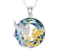 ABIGY Phoenix Necklace for Women 925 Sterling Silver Two Phoenix Crystal Pendants Jewellery Christmas Halloween Easter Mother's Day Valentine's Day Birthday Jewellery Gifts for Women