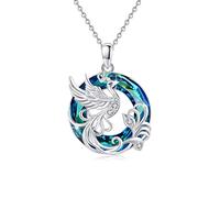 ABIGY Phoenix Necklace for Women Graduation Gift Phoenix Pendant with Austria Circle Crystals 925 Sterling Silver Nirvana Phoenix Jewellery Gifts for Christmas Birthday
