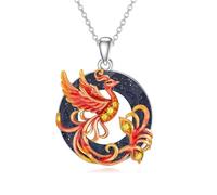 ABIGY Red Phoenix Necklace 925 Sterling Silver Red Phoenix Alabaster Jewellery Christmas Halloween Easter Mother's Day Valentine's Day Birthday Jewellery Gifts for Women
