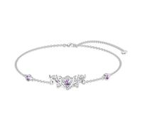 ABIGY Scottish Thistle Bracelet 925 Sterling Silver Flower Bracelet Purple Bracelet for Women