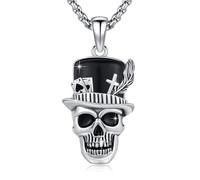 ABIGY Skull Necklace for Men 925 Sterling Silver Skull Pendant Gothic Necklace Horror Jewellery Halloween Jewellery Gift for Son Brother Friend
