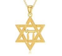 ABIGY Star of David Necklace for Women Sterling Silver 925 Star of David Jewellery Chai Necklace Christmas Birthday Anniversary Jewellery Gift for Mother Daughter Wife Girlfriend
