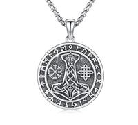 ABIGY Thor's Hammer Necklace for Men 925 Sterling Silver Viking Pendant Thor's Hammer Pendant Christmas Birthday Anniversary Jewellery Gift for Dad Father Son Brother