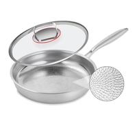 Abijan 28cm Stainless Steel Frying Pan with Lid, 5-Layer Stainless Steel Skillet,PTFE & PFOA Free, All Stovetop Compatible,Dishwasher and Oven Safe