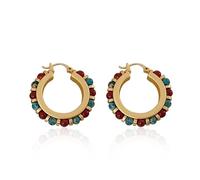 ABILITH Boho Hoop Earrings Beaded Handmade Earrings for Women Trendy Statement Dangle Natural Stone Beach Jewelry for Teen, S, Copper, Created Zircon
