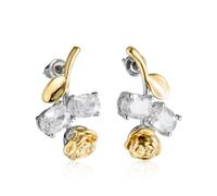 ABILITH Flower Studs for Women's,Gold and Silver Two Tone Hypoallergenic Earrings Oversize Statement Jewelry for Teen