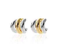 ABILITH Silver and Gold Triple Hoops Earrings for Women Trendy Two Tone Hoop 18K Chunky Gold Earrings, S, Copper, No Gemstone