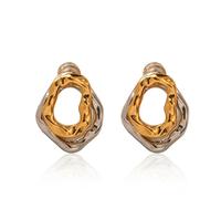 ABILITH Two Tone Earrings Beach Bohemia Earrings for Women's Hoop Dangle Irregular Twisted Studs for Festival, S, Copper, No Gemstone