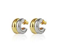 ABILITH Two Tone Hoop Earrings for Women Gold and Silver 18k Double Hoop Earrings 925 Sterling Silver Studs for Festival, S, Copper, No Gemstone