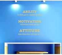 Ability Motivation Attitude | Vinyl Wall Quotes Decal | Inspirational Wall for Home, Gym, or Business(Golden 23x21inches)