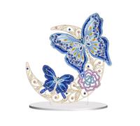 Abillyn Beautiful Moon and Butterfly Diamond Painting Tabletop Ornaments Kit, DIY 5D Diamond Art Hanging Ornament Crafts for Home Desktop Window Decor (Butterfly 2)