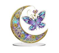 Abillyn Beautiful Moon and Butterfly Diamond Painting Tabletop Ornaments Kit, DIY 5D Diamond Art Hanging Ornament Crafts for Home Desktop Window Decor (Butterfly 1)