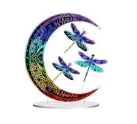 Abillyn Beautiful Moon and Dragonfly Diamond Painting Tabletop Ornaments Kit, DIY 5D Diamond Art Hanging Ornament Crafts for Home Desktop Window Decor (Dragonfly 1)