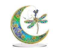 Abillyn Beautiful Moon and Dragonfly Diamond Painting Tabletop Ornaments Kit, DIY 5D Diamond Art Hanging Ornament Crafts for Home Desktop Window Decor (Dragonfly 2)