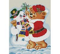 Abillyn Embroidery Cross Stitch Kits Brown and White Bear Lover Stamped with Printed Pattern Starter Kit (Bear)