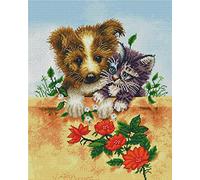 Abillyn Embroidery Cross Stitch Kits Dog and Cat Stamped with Printed Pattern Starter Kit (Dog)