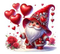 Abillyn Embroidery Cross Stitch Kits Gnome and Heart Balloon Stamped with Printed Pattern Starter Kit (Gnome 1)
