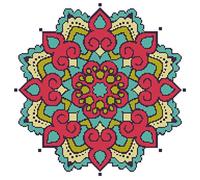 Abillyn Embroidery Cross Stitch Kits Red and Blue Mandala Stamped with Printed Pattern Starter Kit (Mandala 2)
