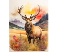 Abillyn Embroidery Cross Stitch Kits Strong Deer Stamped with Printed Pattern Starter Kit (Deer)