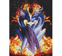 Abillyn Embroidery Cross Stitch Kits Two Black and White Lover Dragons Stamped with Printed Pattern Starter Kit (Two Dragons)