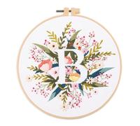 Abillyn Embroidery Starter Kit English Letter B and Flowers Stamped with Printed Pattern Cross Stitch Embroidery Kits (Letter B)
