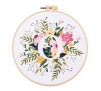 Abillyn Embroidery Starter Kit English Letter O and Flowers Stamped with Printed Pattern Cross Stitch Embroidery Kits (Letter O)