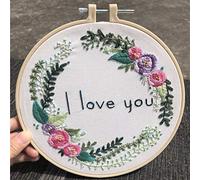 Abillyn Embroidery Starter Kit Garland I Love You Stamped with Printed Pattern Cross Stitch Embroidery Kits (Garland 4)