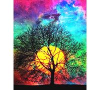 Abillyn Tree of Life Moon Colorful Sky Stamped Cross Stitch Kit with Pattern Print (Tree)