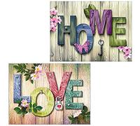 Abillyn Wooden Cross Stitch Kits Home and Love Cross Stitch Kits 2 Pack DIY Craft Pattern Printed Craft Kits (Home & Love 2 Pack)