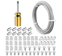 Abimars Garden Wire 2mm/ 30M Fence Wire, 304 Stainless Steel Cable 7x7 Strand Core, with Crimping Aluminum, Clips, Metal Cable Kits for Picture Strings Hanging Indoor Outdoor