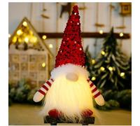 ABIN Christmas Light Up Gnome Decorations, Swedish Santa Gnomes Doll Lights, Handmade Christmas Gonk Ornaments for Indoor Decoration (Red)