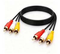 ABinCHAOBang 3 RCA to 3 RCA Cables, 1.2M AV Cable for Connecting VHS/Video/DVD Player to TV, Red Yellow White Phone Leads for VCRs, Game Consoles and Home Entertainment Systems (Black)