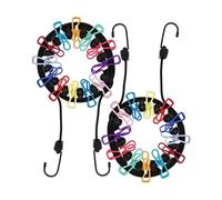 ABINLIN Travel Washing Line 2 Pcs - Portable Camping Washing Line with 12 Colorful Pegs - Elastic Retractable Clothes Line for Indoor and Outdoor (Black)