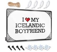 Abipuir Door Signs for Bedroom I Love My Icelandic Boyfriend Tin Sign Bar Open Metal Sign Teen Stuff (Color : Colour, Size : 20X30CM)