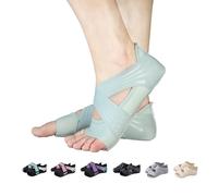 ABIRAM Yoga Socks Toeless Non-Slip Grips & Straps, for Pilates, Barre, Ballet, Bikram, Workout for Women