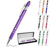 ABIsedrin Personalised Pens with Name Custom Engraving Ballpoint Pens with Stylus Tip Customised Smooth Writing Pens Personalised Gifts for Anniversary Birthday or Graduation(Purlpe,Black Ink)