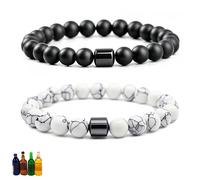 ABISIN Glame Anti Alcohol Bracelet for Women Men, Glame International Anti Alcohol Natural Stone Mgnetic Bead Bracelets Drink Relief Anxiety Stress Protection Jewelry for Women Men, One Size, Alloy