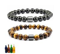 ABISIN Glame Anti Alcohol Bracelet for Women Men, Glame International Anti Alcohol Natural Stone Mgnetic Bead Bracelets Drink Relief Anxiety Stress Protection Jewelry for Women Men, One Size, Alloy