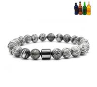 ABISIN Glame Anti Alcohol Bracelet for Women Men, Glame International Anti Alcohol Natural Stone Mgnetic Bead Bracelets Drink Relief Anxiety Stress Protection Jewelry for Women Men, One Size, Alloy