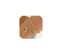 ABISIN Gold Bow Bracelet Set for Women Gold Bow Beaded Bracelets Cubic Zirconia Stackable Charm Stretch Bead Bracelets Pearl Bracelets Link Layered Statement Jewelry, One Size, Alloy Steel, no