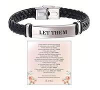 ABISIN Let Them Bracelet for Men Inspirational Leather Black Braided Stainless Steel Bracelets Dont Let The Hard Days Win Hand Braided Jewelry Gifts