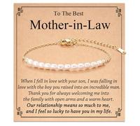 ABISIN Mother in Law Mom Bracelets Artificial Pearl Bracelet for Women Mom/Mother-in-Law Birthday Christmas Mothers Day Wedding Day Holiday Jewelry, 4.5 UK, Stainless Steel, no gemstone